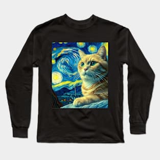 The Cat and the starry night Long Sleeve T-Shirt